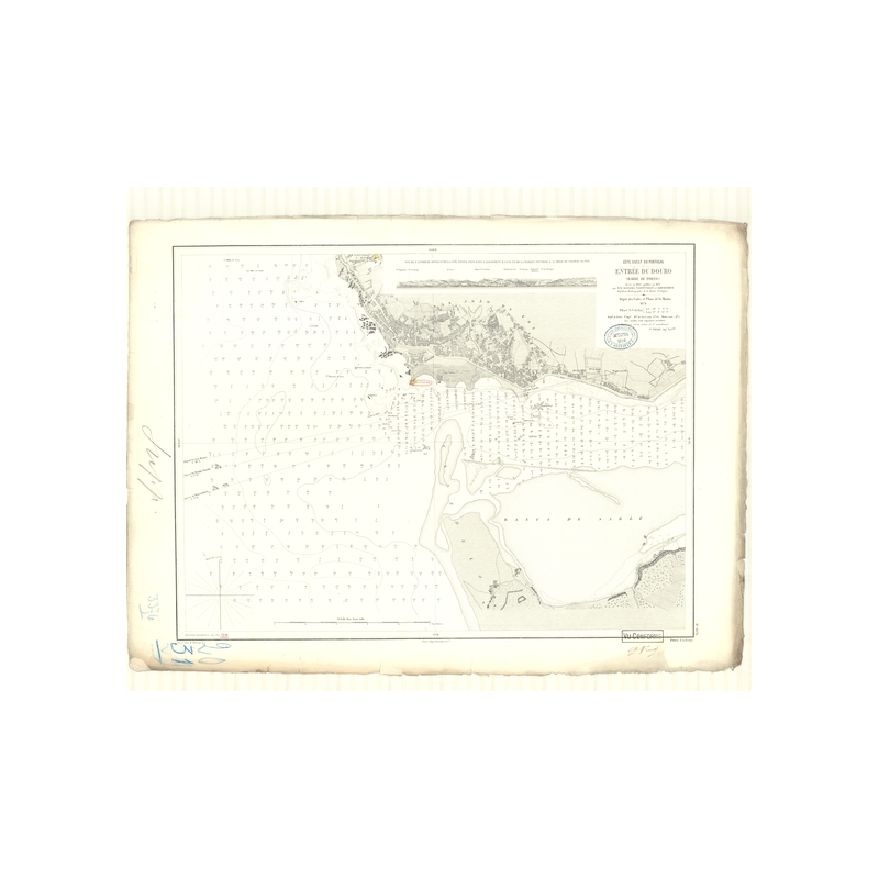 Reproduction carte marine ancienne Shom - 3376 - d'URO (Embouchure), pORTO (Barre) - pORTUGAL (Côte Ouest) - Atlantique