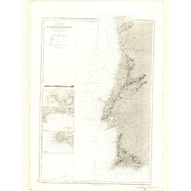 Carte marine ancienne - 3388 - MINHO (Rio), GUADIANA (Rio) - PORTUGAL (Côte Ouest), PORTUGAL (Côte Sud) - ATLANTIQUE - (1874 - 2