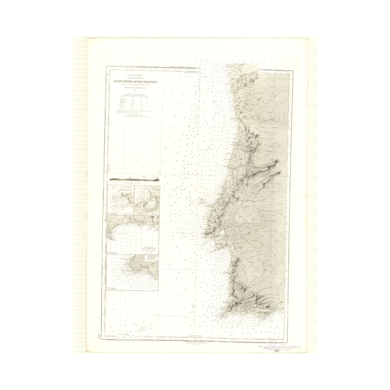 Reproduction carte marine ancienne Shom - 3388 - MINHO (Rio), GUADIANA (Rio) - pORTUGAL (Côte Ouest),PORTUGAL (Côte Su