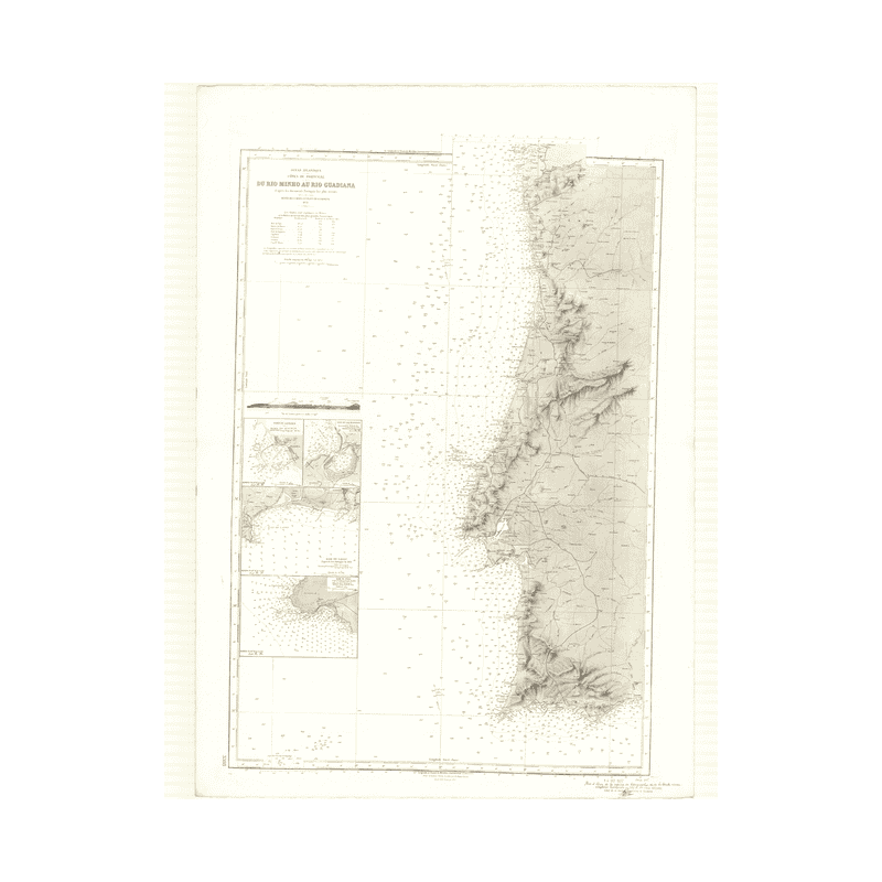 Reproduction carte marine ancienne Shom - 3388 - MINHO (Rio), GUADIANA (Rio) - pORTUGAL (Côte Ouest),PORTUGAL (Côte Su