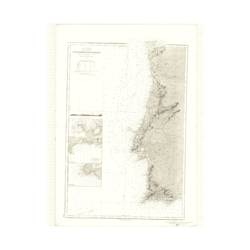 Reproduction carte marine ancienne - 3388 - MINHO (Rio), GUADIANA (Rio) - PORTUGAL (Côte Ouest), PORTUGAL (Côte Sud) - ATLANTIQU