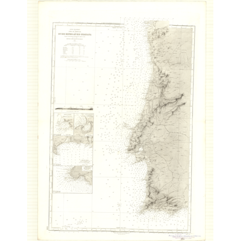 Reproduction carte marine ancienne Shom - 3388 - MINHO (Rio), GUADIANA (Rio) - pORTUGAL (Côte Ouest),PORTUGAL (Côte Su