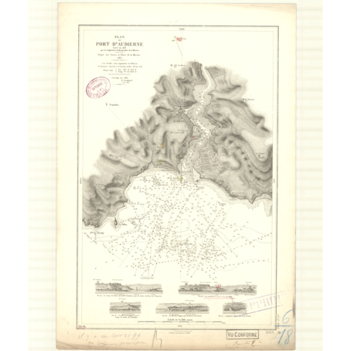 Reproduction carte marine ancienne Shom - 3413 - AUDIERNE (Port) - FRANCE (Côte Ouest) - Atlantique - (1875 - ?)