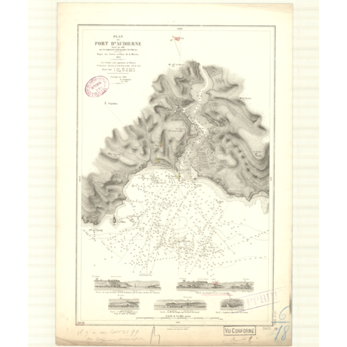Carte marine ancienne - 3413 - AUDIERNE (Port) - FRANCE (Côte Ouest) - Atlantique - (1875 - ?)