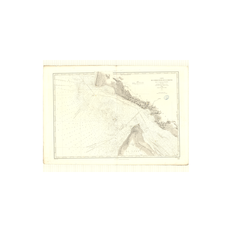 Reproduction carte marine ancienne Shom - 3440 - GASCOGNE (Golfe), GIRONDE (Embouchure) - FRANCE (Côte Sud) - ATLANTIQU
