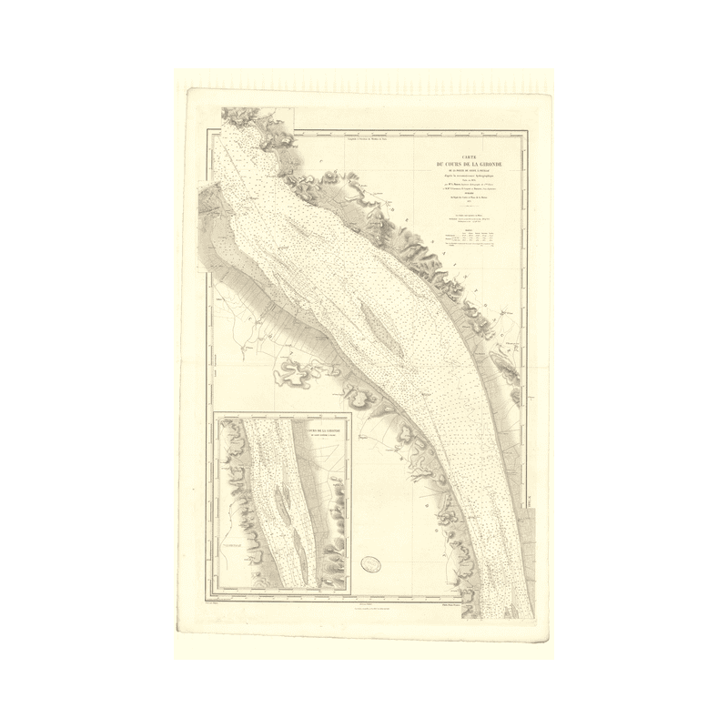 Reproduction carte marine ancienne - 3441 - GASCOGNE (Golfe), GIRONDE (Cours), GRAVE (Pointe), BLAYE - FRANCE (Côte Sud) - ATLAN