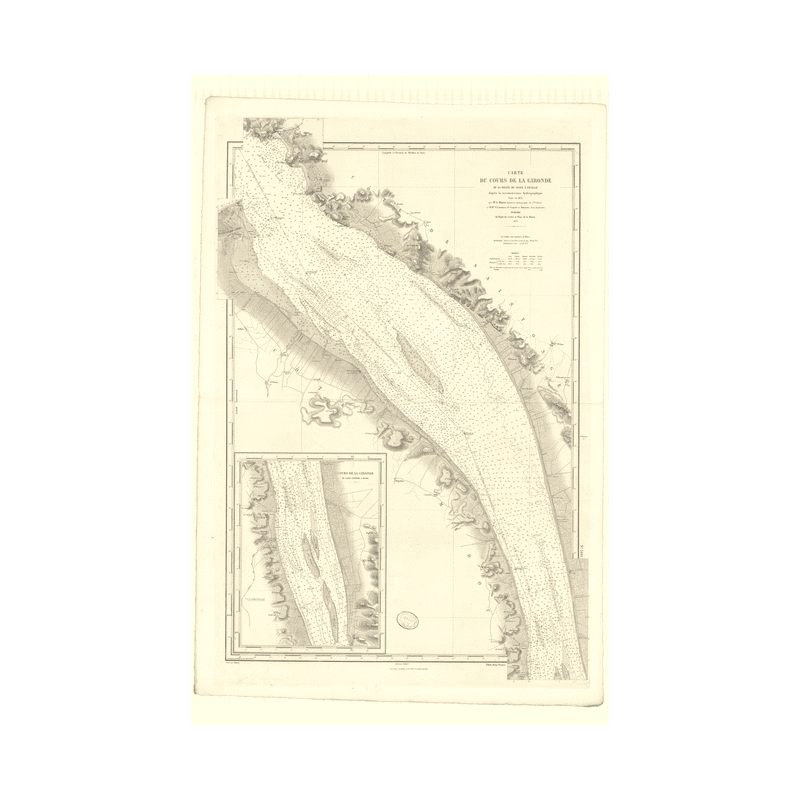 Reproduction carte marine ancienne Shom - 3441 - GASCOGNE (Golfe), GIRONDE (Cours), GRAVE (Pointe), BLAYE - FRANCE (Côt