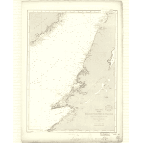 Reproduction carte marine ancienne Shom - 3442 - TERRE-NEUVE (Côte Ouest), SAINTE MARGUERITE (Baie), ANGUILLE (Cap) - C