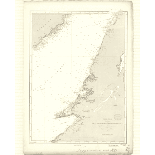 Reproduction of old nautical chart - 3442 - TERRE-NEUVE (Côte Ouest), SAINTE MARGUERITE (Baie), ANGUILLE (Cap) - CANADA (Côte Es