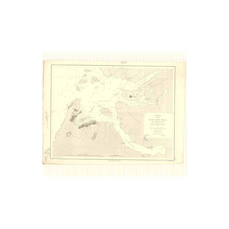 Reproduction carte marine ancienne Shom - 3443 - TERRE-NEUVE (Côte Ouest), ILES (Baie) - CANADA (Côte Est) - ATLANTIQU