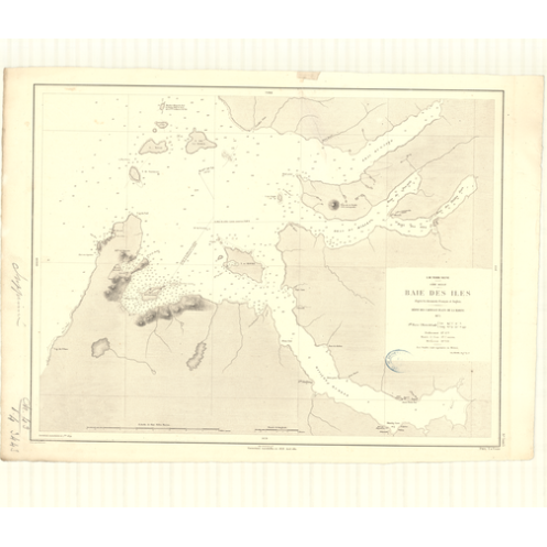 Reproduction carte marine ancienne Shom - 3443 - TERRE-NEUVE (Côte Ouest), ILES (Baie) - CANADA (Côte Est) - ATLANTIQU