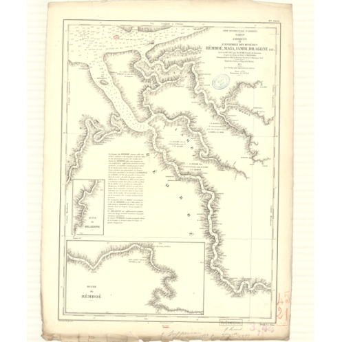Reproduction carte marine ancienne Shom - 3444 - REMBOE (Rivière), MAGA (Rivière), IAMBI (Rivière), BILAGONE (Rivièr