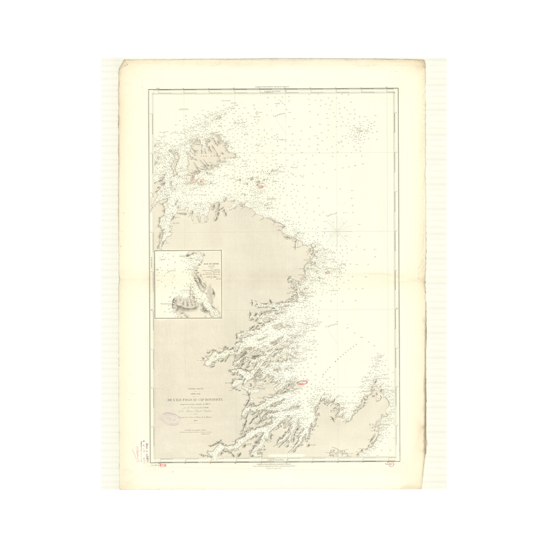 Reproduction carte marine ancienne - 3445 - TERRE-NEUVE (Côte Ouest), FOGO (île), BONAVISTA (Cap) - CANADA (Côte Est) - ATLANTIQ