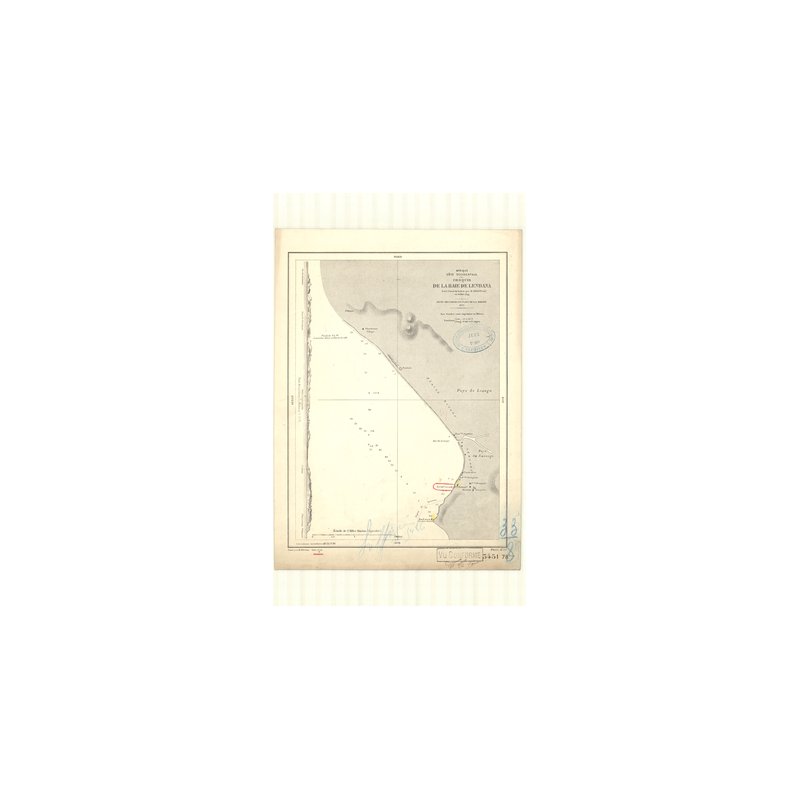 Reproduction carte marine ancienne - 3451 - LENDANA (Baie), LANDANA (Baie) - ANGOLA - ATLANTIQUE, AFRIQUE (Côte Ouest) - (1875 -