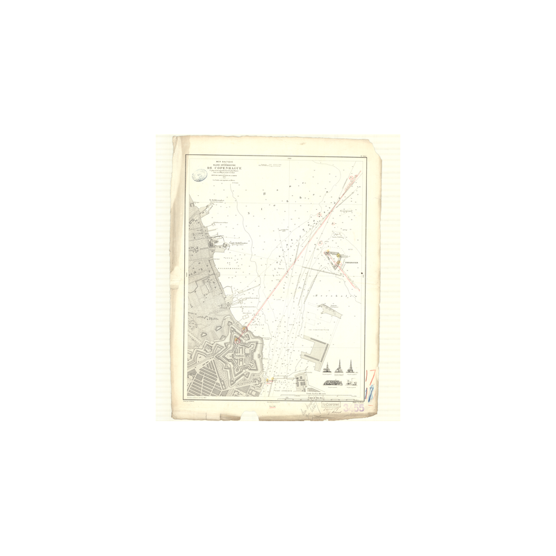 Reproduction carte marine ancienne - 3455 - SUND, COPENHAGUE (Rade intérieure) - DANEMARK - BALTIQUE (Mer) - (1875 - 1893)