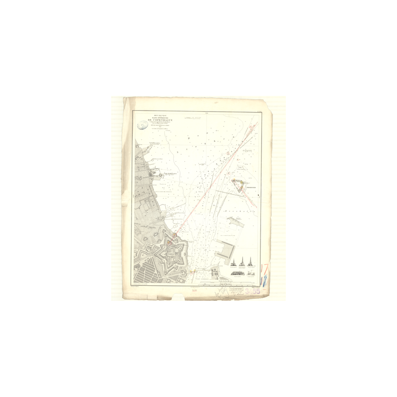 Carte marine ancienne - 3455 - SUND, COPENHAGUE (Rade intérieure) - DANEMARK - BALTIQUE (Mer) - (1875 - 1893)