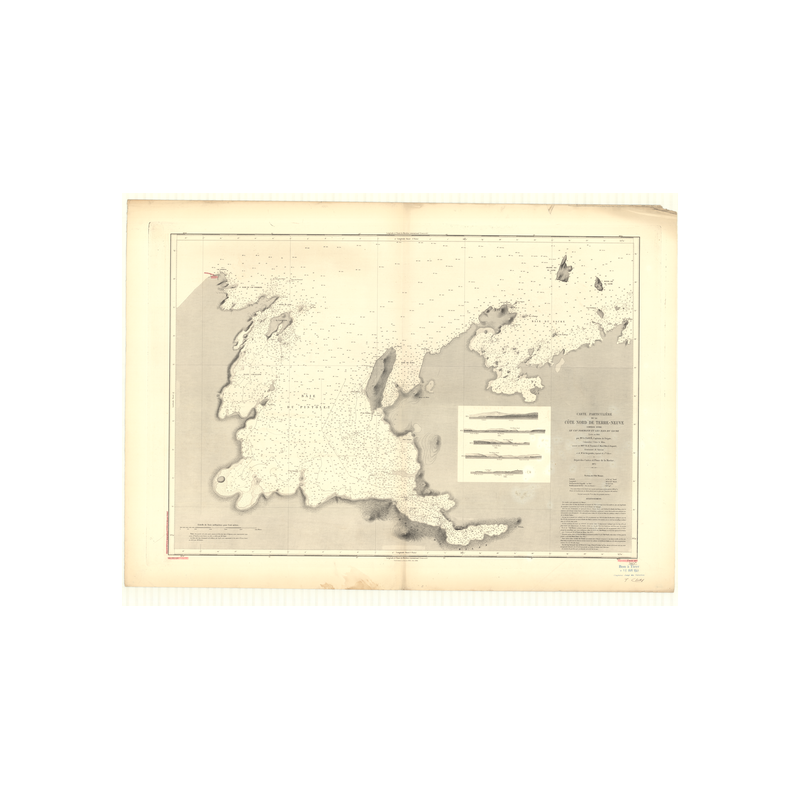 Carte marine ancienne - 3457 - TERRE-NEUVE (Côte Nord), SACRE (île), NORMAND (Cap) - CANADA (Côte Est) - ATLANTIQUE, AMERIQUE DU