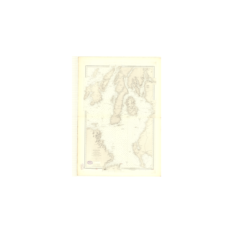 Reproduction carte marine ancienne Shom - 3458 - ECOSSE (Côte Ouest),IRLANDE (Côte Est) - Atlantique,IRLANDE (Mer) - (