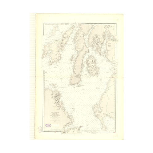 Reproduction carte marine ancienne Shom - 3458 - ECOSSE (Côte Ouest),IRLANDE (Côte Est) - Atlantique,IRLANDE (Mer) - (