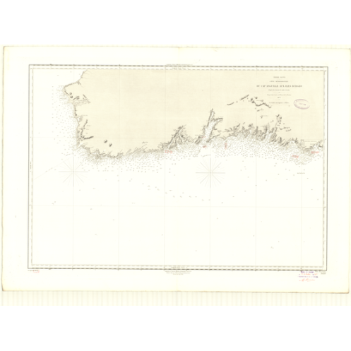 Reproduction carte marine ancienne Shom - 3459 - TERRE-NEUVE (Côte Sud), ANGUILLE (Cap), BURGEO (Cap) - CANADA (Côte E