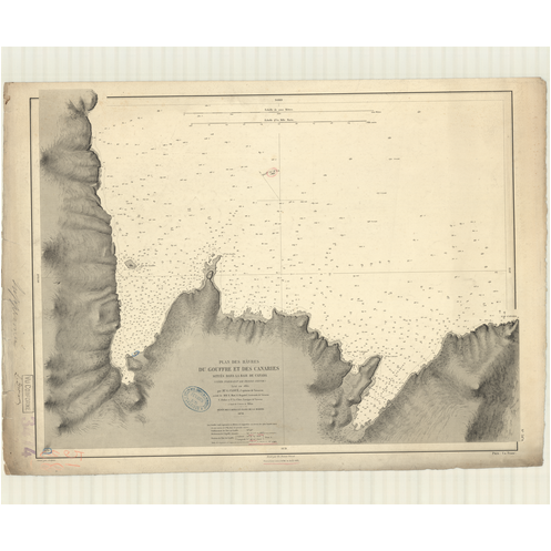 Reproduction carte marine ancienne Shom - 3474 - TERRE-NEUVE (Côte Nord-Est), CANADA (Baie), GOUFFRE (Havre), CANARIES