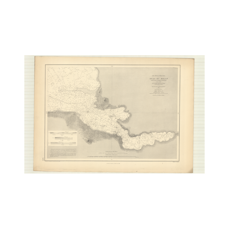Reproduction carte marine ancienne Shom - 3476 - TERRE-NEUVE (Côte Nord), pISTOLET (Baie), MILAN (Bras) - CANADA (Côte