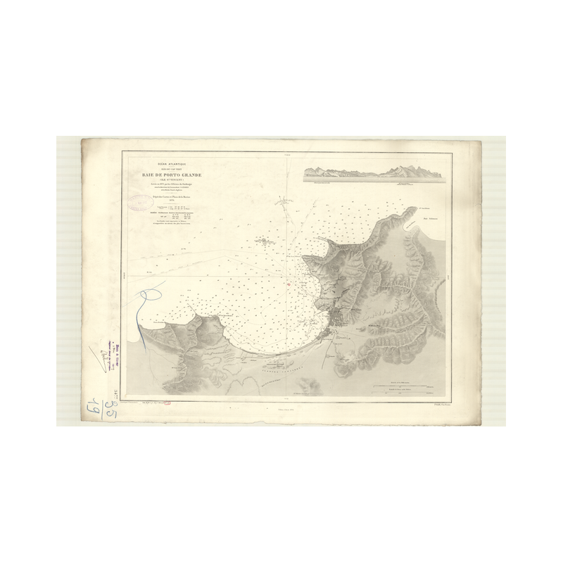 Reproduction carte marine ancienne Shom - 3477 - SAINT-VINCENT (île), pORTO GRANDE (Baie) - CAP-VERT (îles) - ATLANTIQ