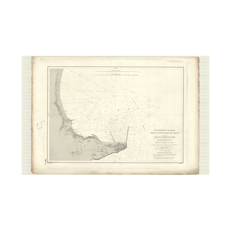 Reproduction carte marine ancienne Shom - 3481 - d'KAR (Mouillage) - SENEGAL - Atlantique,AFRIQUE (Côte Ouest) - (1876