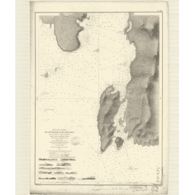 Reproduction carte marine ancienne Shom - 3482 - TERRE-NEUVE (Côte Nord-Est), CANADA (Baie), AIGUILLETTES (Havre), GREV