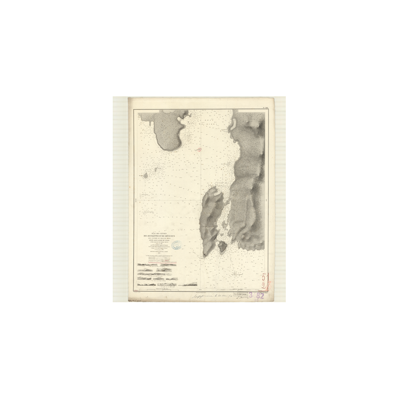 Carte marine ancienne - 3482 - TERRE-NEUVE (Côte Nord-Est), CANADA (Baie), AIGUILLETTES (Havre), GREVIGNEUX (Havre) - CANADA (Cô