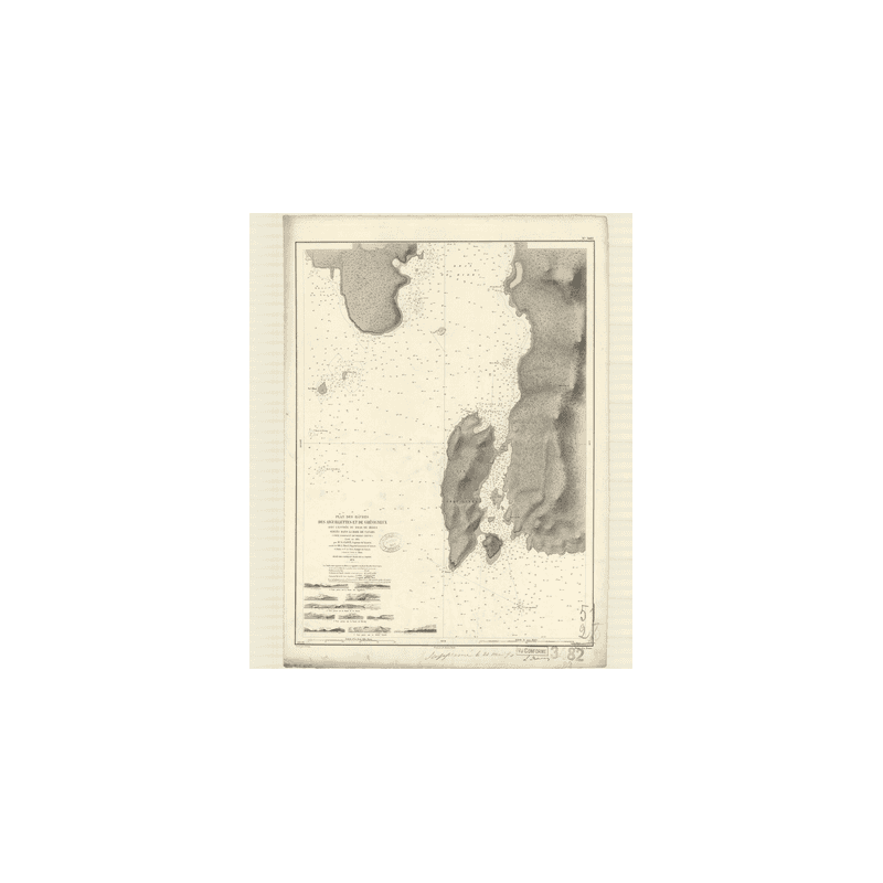 Reproduction carte marine ancienne - 3482 - TERRE-NEUVE (Côte Nord-Est), CANADA (Baie), AIG?illetTES (Havre), GREVIGNEUX (Havre)