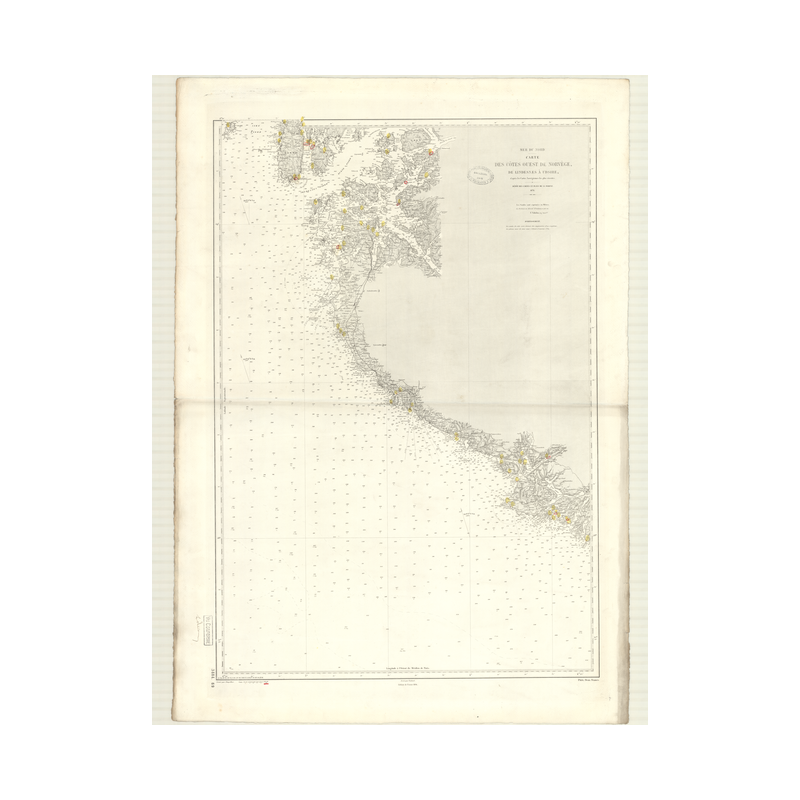 Reproduction carte marine ancienne Shom - 3484 - UDSIRE, LINDESNAES - NORVEGE (Côte Ouest) - Atlantique,NORD (Mer) - (1