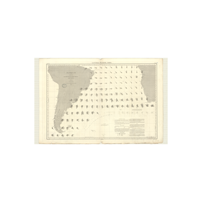 Reproduction carte marine ancienne Shom - 3495 - Atlantique (Partie Sud) - (1876 - ?)