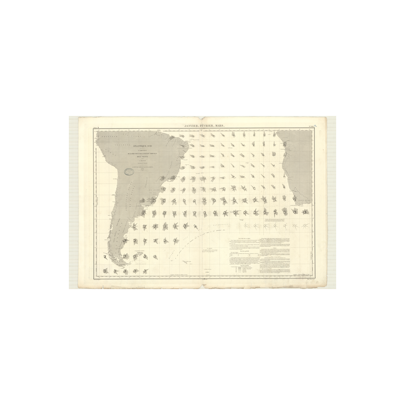 Reproduction carte marine ancienne - 3495 - ATLANTIQUE (Partie Sud) - (1876 - ?)