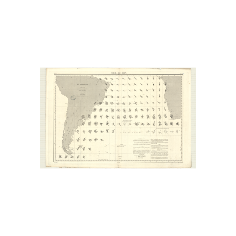 Reproduction carte marine ancienne Shom - 3496 - Atlantique (Partie Sud) - (1876 - ?)