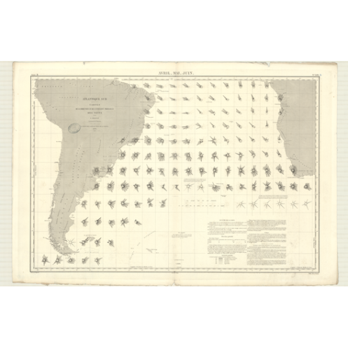 Reproduction carte marine ancienne Shom - 3496 - Atlantique (Partie Sud) - (1876 - ?)
