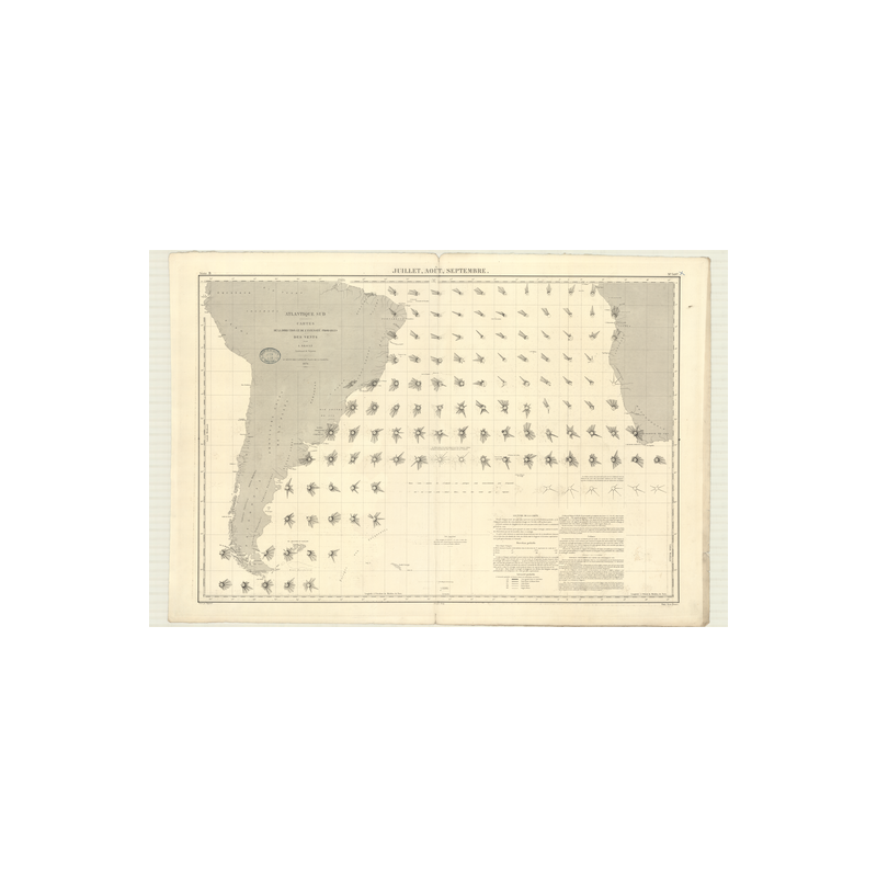 Reproduction carte marine ancienne Shom - 3497 - Atlantique (Partie Sud) - (1876 - ?)