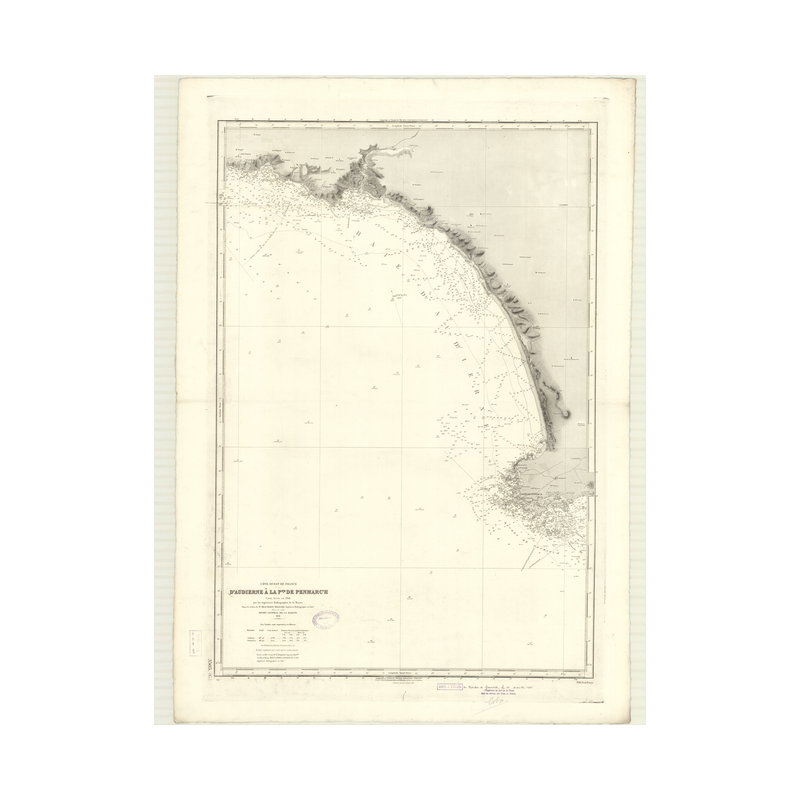 Reproduction carte marine ancienne Shom - 3505 - AUDIERNE (Baie) - FRANCE (Côte Ouest) - Atlantique - (1876 - ?)