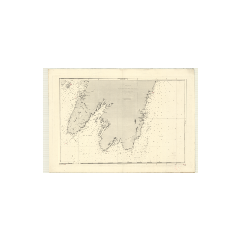 Reproduction of old nautical chart - 3513 - TERRE-NEUVE (Côte Sud-Est), BULL (Baie), PLAISANCE (Havre) - CANADA (Côte Est) - ATL