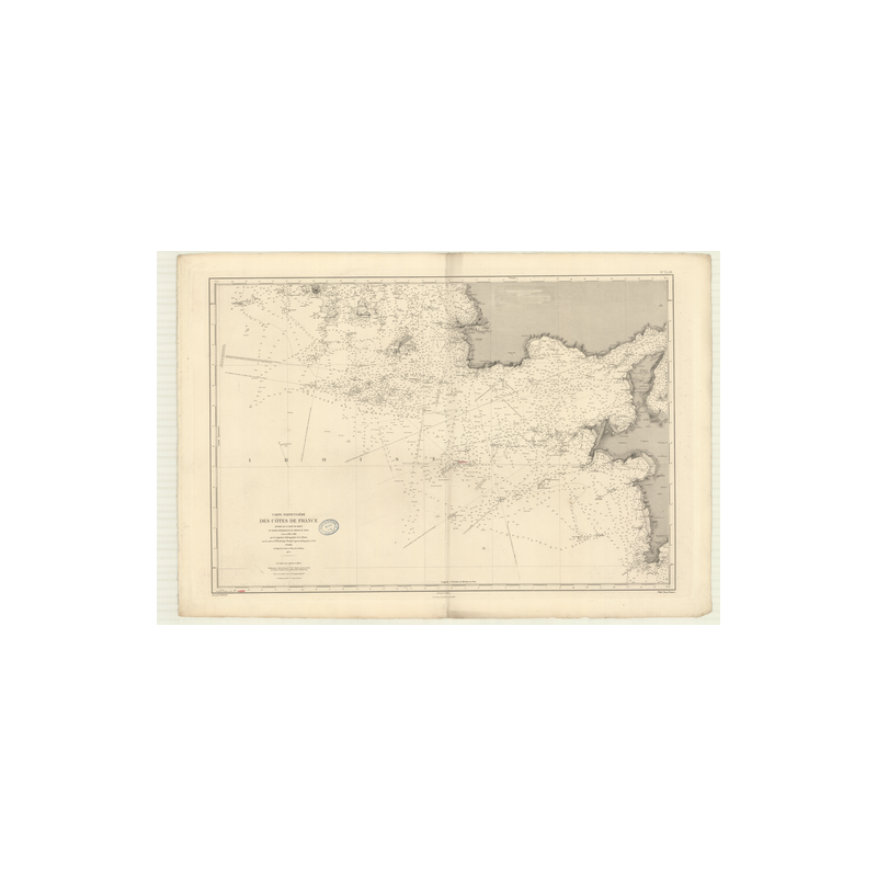 Reproduction carte marine ancienne Shom - 3521 - BREST (Abords) - FRANCE (Côte Ouest) - Atlantique,IROISE (Mer) - (1877