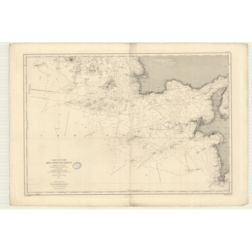 Reproduction carte marine ancienne Shom - 3521 - BREST (Abords) - FRANCE (Côte Ouest) - Atlantique,IROISE (Mer) - (1877