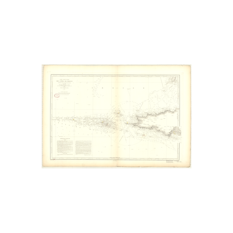 Reproduction carte marine ancienne - 3525 - SEIN (Chaussée), SEIN (Raz) - FRANCE (Côte Ouest) - ATLANTIQUE, IROISE (Mer) - (1877