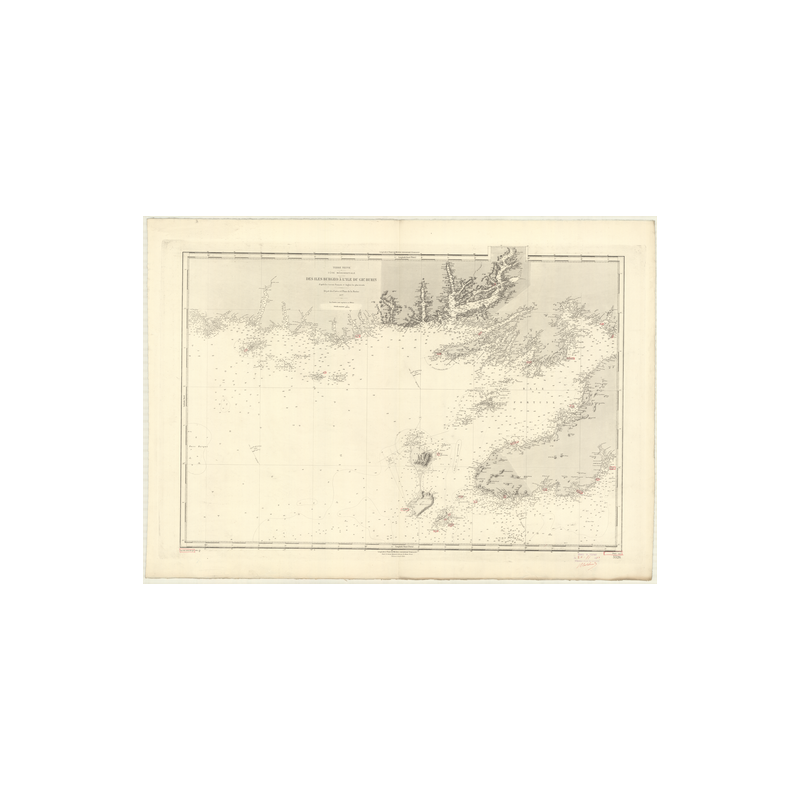 Reproduction carte marine ancienne - 3526 - TERRE-NEUVE (Côte Sud), BURGEO (île), GRAND BURIN (île) - CANADA (Côte Est) - ATLANT