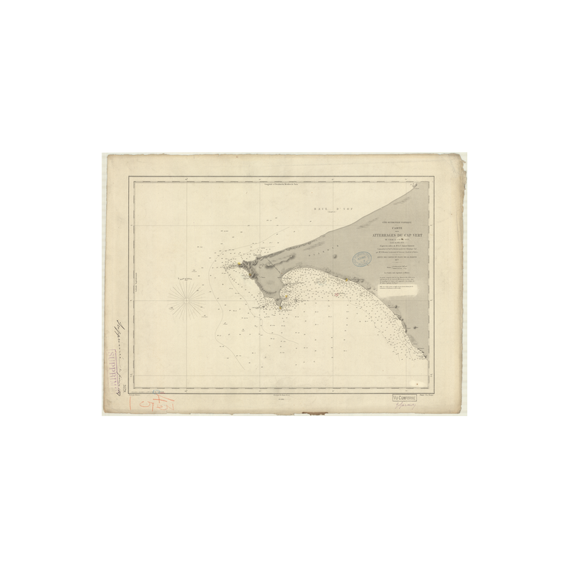 Reproduction carte marine ancienne Shom - 3579 - CAP-VERT (Abords), d'KAR (Abords), CAYAR, NAZE (Cap) - SENEGAL - ATLANT