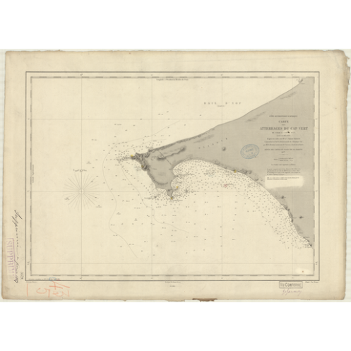 Reproduction carte marine ancienne Shom - 3579 - CAP-VERT (Abords), d'KAR (Abords), CAYAR, NAZE (Cap) - SENEGAL - ATLANT