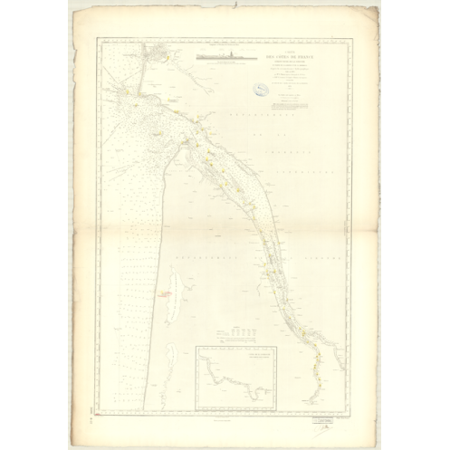 Reproduction carte marine ancienne - 3600 - GASCOGNE (Golfe), GIRONDE (Embouchure), GARONNE (Cours), COUBRE (Pointe), BORDEAUX - Reproduction carte marine ancienne - 3600 - GASCOGNE (Golfe), GIRONDE (Embouchure), GARONNE (Cours), COUBRE (Pointe), BORDEAUX -