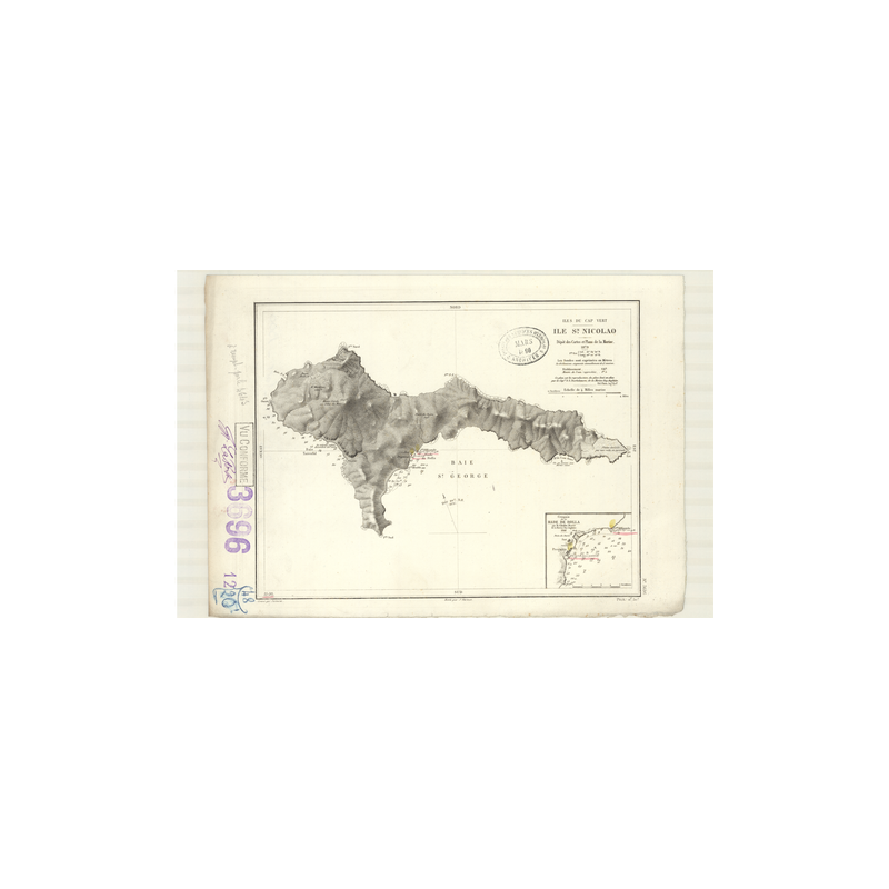 Reproduction carte marine ancienne - 3696 - SAO NICOLAO (île), SAO NICOLAU (île) - CAP-VERT (îles) - ATLANTIQUE, AFRIQUE (Côte O