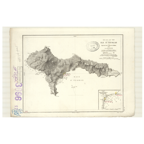 Reproduction carte marine ancienne - 3696 - SAO NICOLAO (île), SAO NICOLAU (île) - CAP-VERT (îles) - ATLANTIQUE, AFRIQUE (Côte O Reproduction carte marine ancienne - 3696 - SAO NICOLAO (île), SAO NICOLAU (île) - CAP-VERT (îles) - ATLANTIQUE, AFRIQUE (Côte O