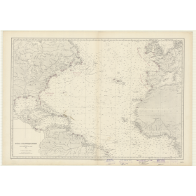 Reproduction carte marine ancienne - 5279 - ANGLETERRE, FRANCE, ESPAGNE, PORTUGAL - ATLANTIQUE, AMERIQUE DU NORD (Côte Est), AME
