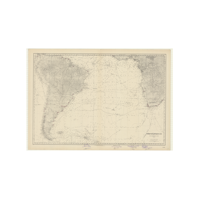Reproduction carte marine ancienne - 5280 - ATLANTIQUE, AMERIQUE DU SUD, AFRIQUE (Côte Ouest) - (1907 - ?)